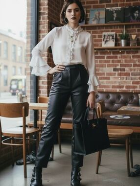 Charlotte Russe | Sheer ruffle button up blouse